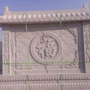葫芦岛 芝麻白花岗岩屏风，照壁，影壁