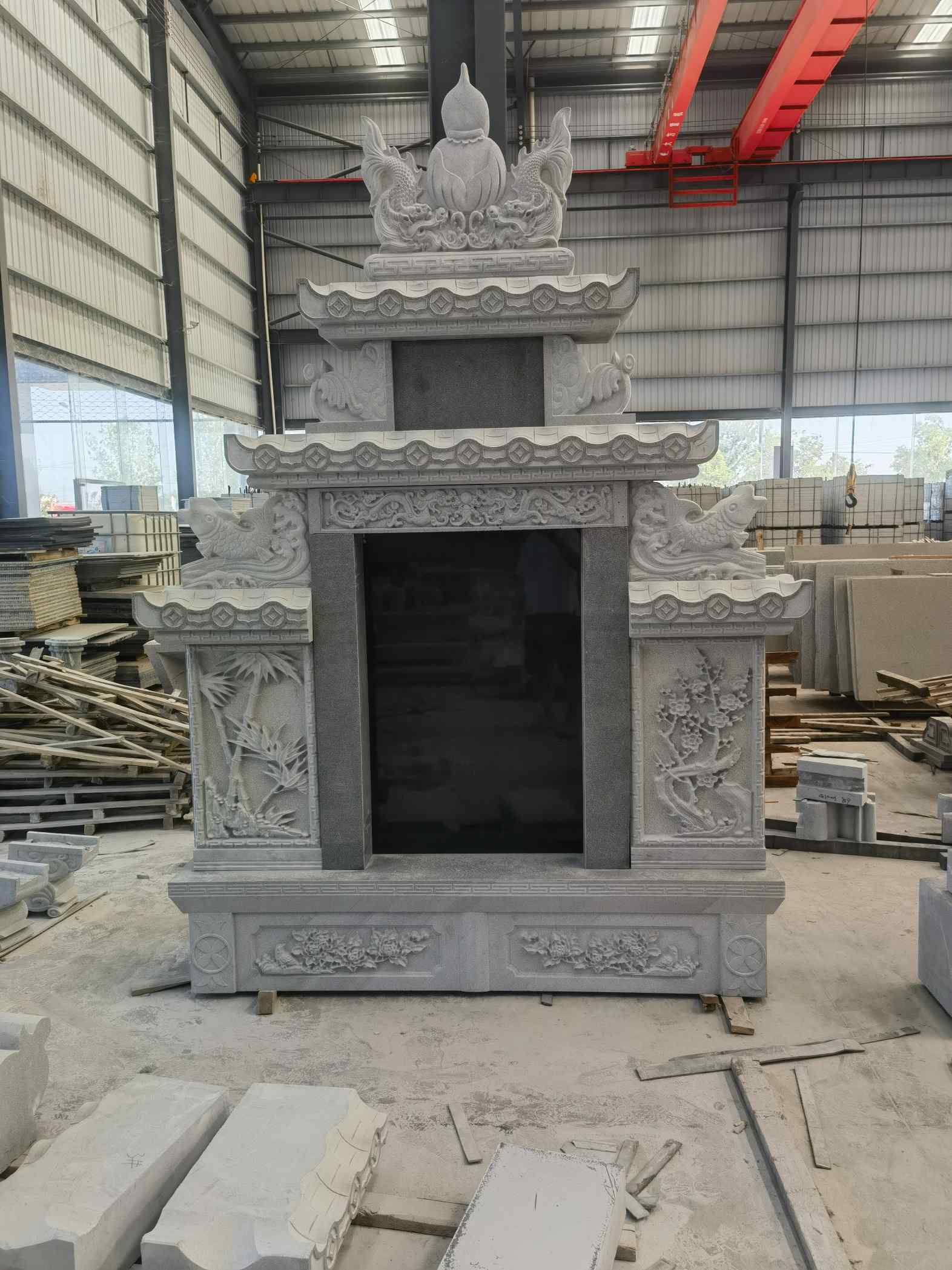 葫芦岛 芝麻灰高档墓碑、土墓，一套也支持定做