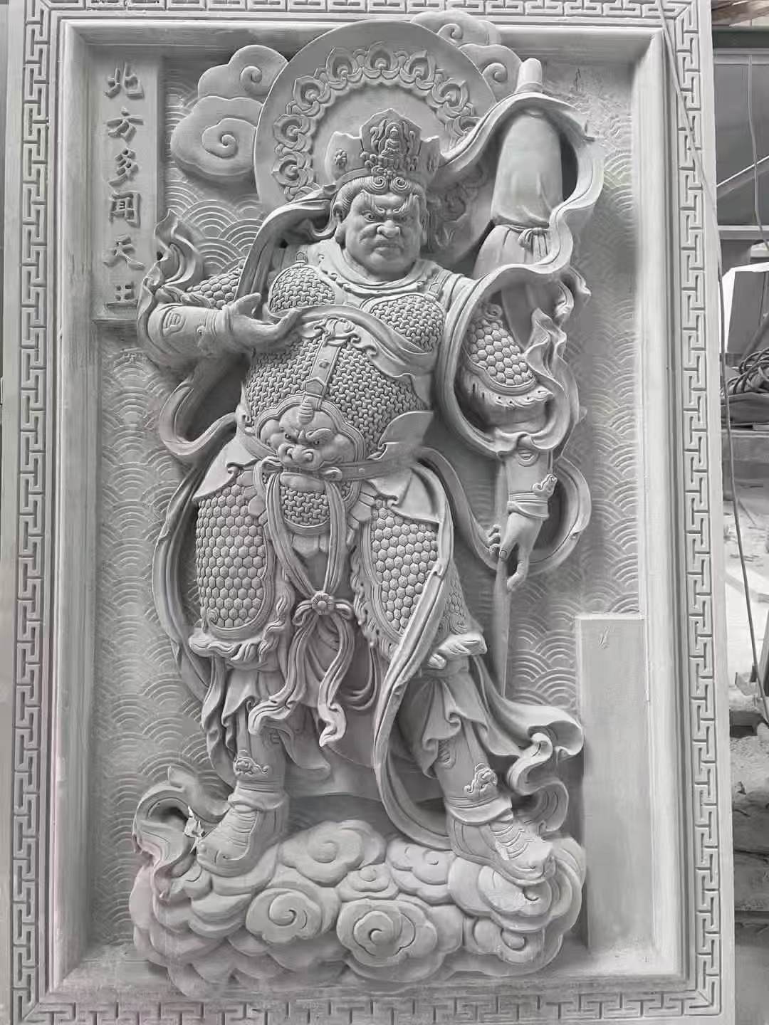 葫芦岛 芝麻灰花岗岩人物雕刻——多闻天王