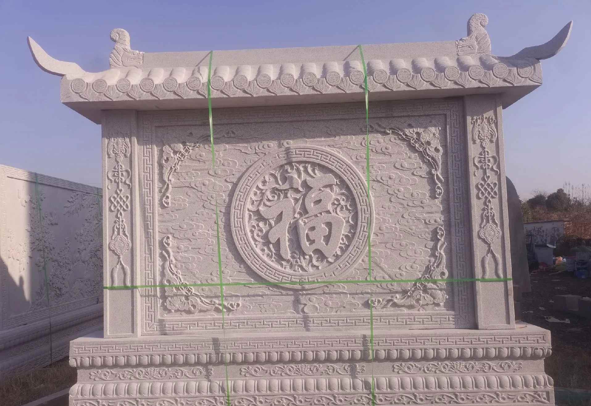 葫芦岛 芝麻白花岗岩屏风，照壁，影壁